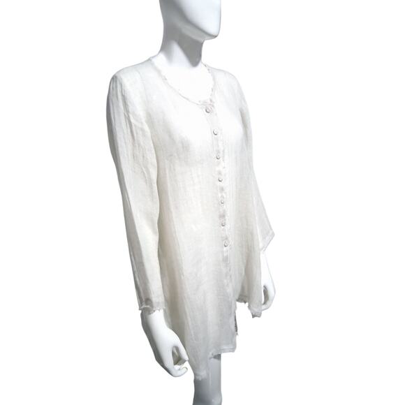 Eileen Fisher 100% Linen Womens size Small Quiet Luxury Minimalist Button Up Top - Picture 2 of 10